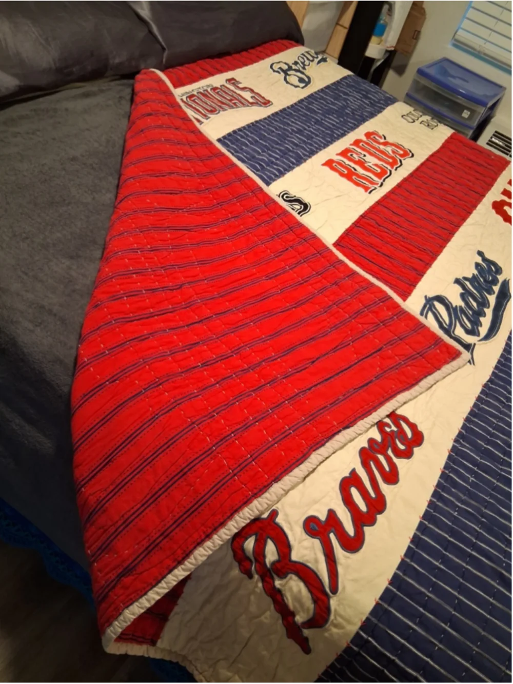 2008 POTTERY BARN KIDS x MLB Baseball Quilt Blanket Full Queen Multicolor Heavy